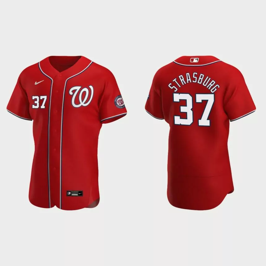 Washington Nationals Stephen Strasburg #37 Red Authentic 2020 Alternate Jersey