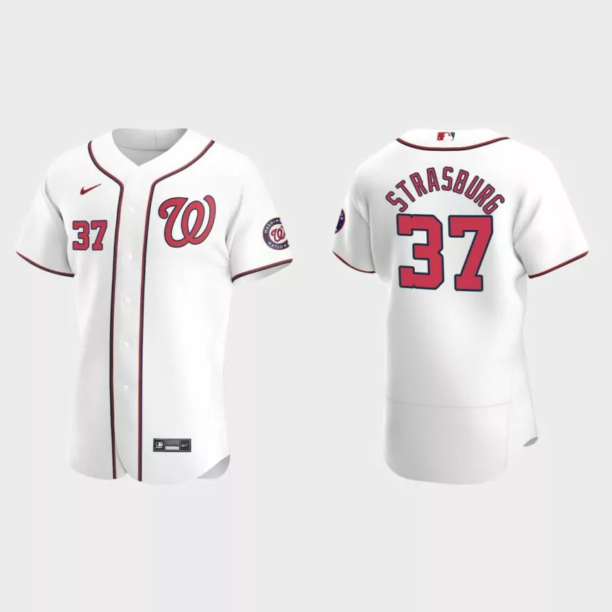 Washington Nationals Stephen Strasburg #37 White Authentic 2020 Home Jersey