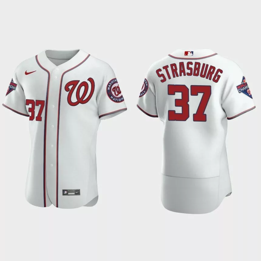 Washington Nationals Stephen Strasburg #37 White Authentic Jersey