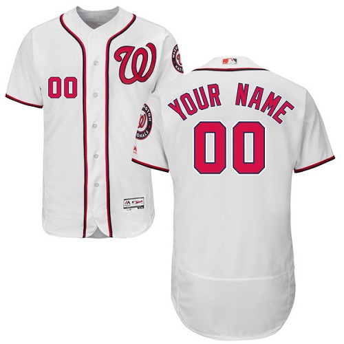Washington Nationals White Men's Customized Flexbase Jersey