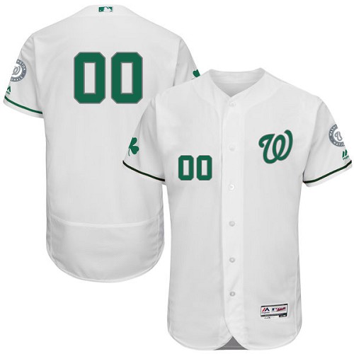 Washington Nationals White St. Patrick's Day Men's Flexbase Customized Jersey
