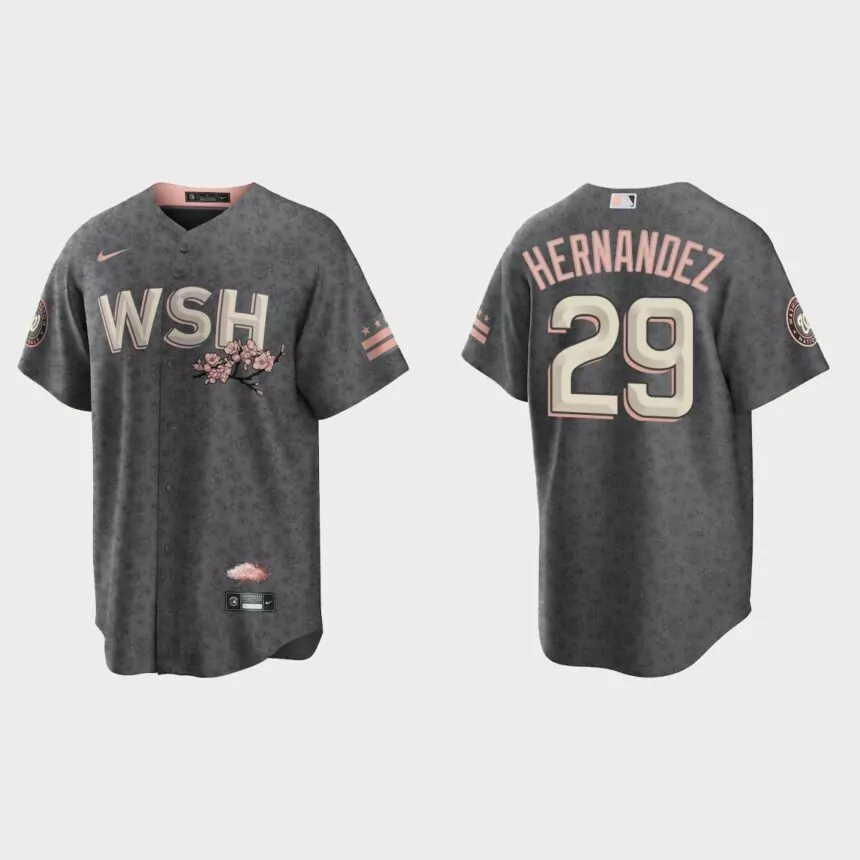 Washington Nationals Yadiel Hernandez 2022 City Connect Replica Jersey – Gray