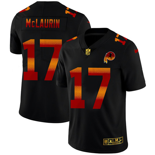 Washington Redskins #17 Terry McLaurin Men's Black Nike Red Orange Stripe Vapor Limited NFL Jersey