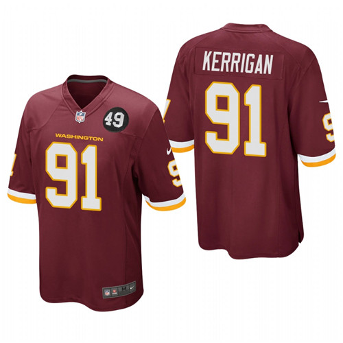 Washington Redskins #91 Ryan Kerrigan Men's Nike Burgundy Bobby Mitchell Uniform Patch NFL Game Jersey