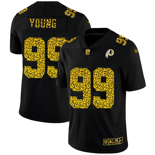 Washington Redskins #99 Chase Young Men's Nike Leopard Print Fashion Vapor Limited NFL Jersey Black