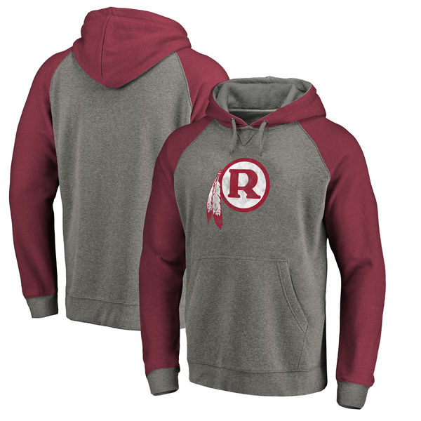 Washington Redskins NFL Pro Line By Fanatics Branded Throwback Logo Tri-Blend Raglan Pullover Hoodie Gray Burgundy