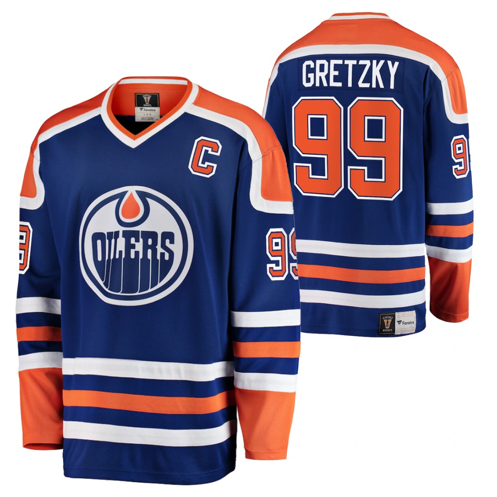 Wayne Gretzky Retired Player Blue Oilers #99 Jersey Premier