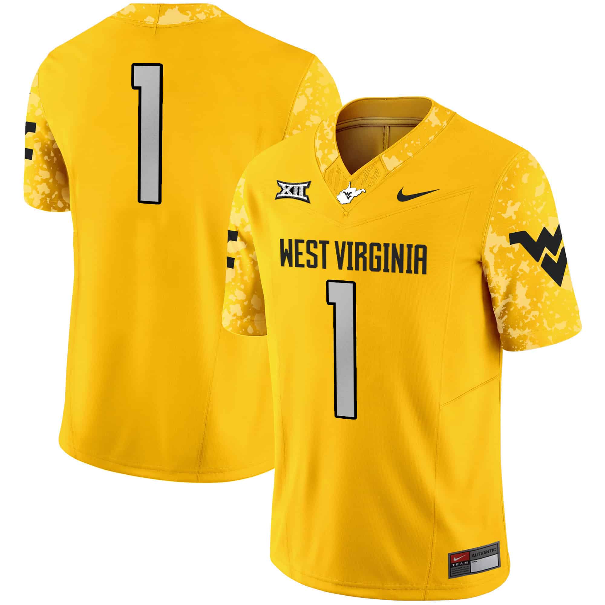 West Virginia Mountaineers 2024 Vapor Limited   Jersey V2 – All Stitched Gold #1  no name