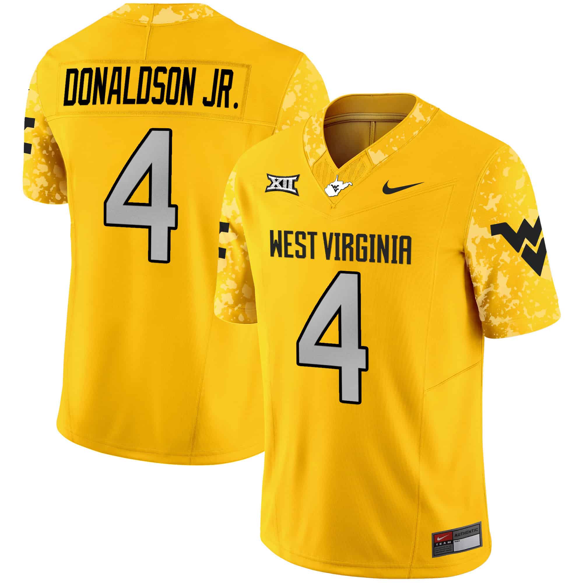 West Virginia Mountaineers 2024 Vapor Limited   Jersey V2 – All Stitched Gold #4 CJ Donaldson Jr.