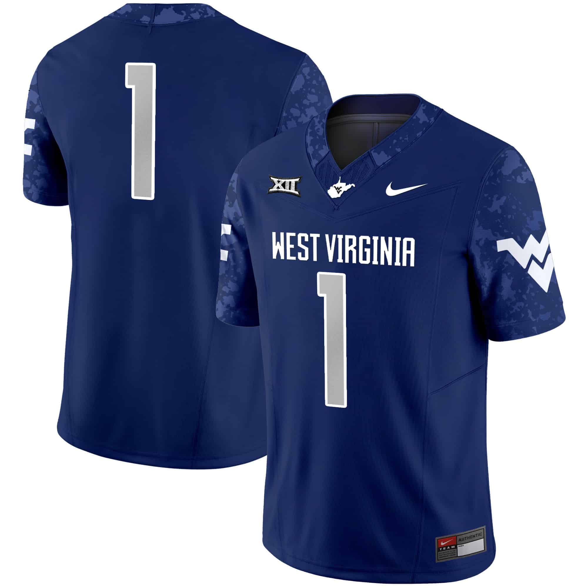 West Virginia Mountaineers 2024 Vapor Limited   Jersey V2 – All Stitched Navy #1  no name