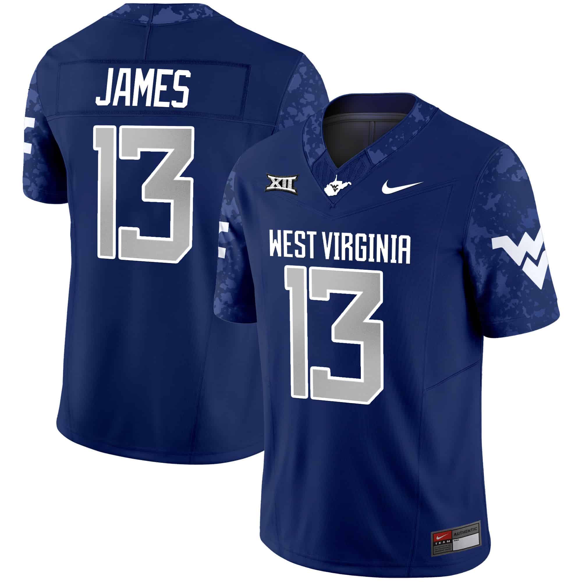 West Virginia Mountaineers 2024 Vapor Limited   Jersey V2 – All Stitched Navy #13 Sam James