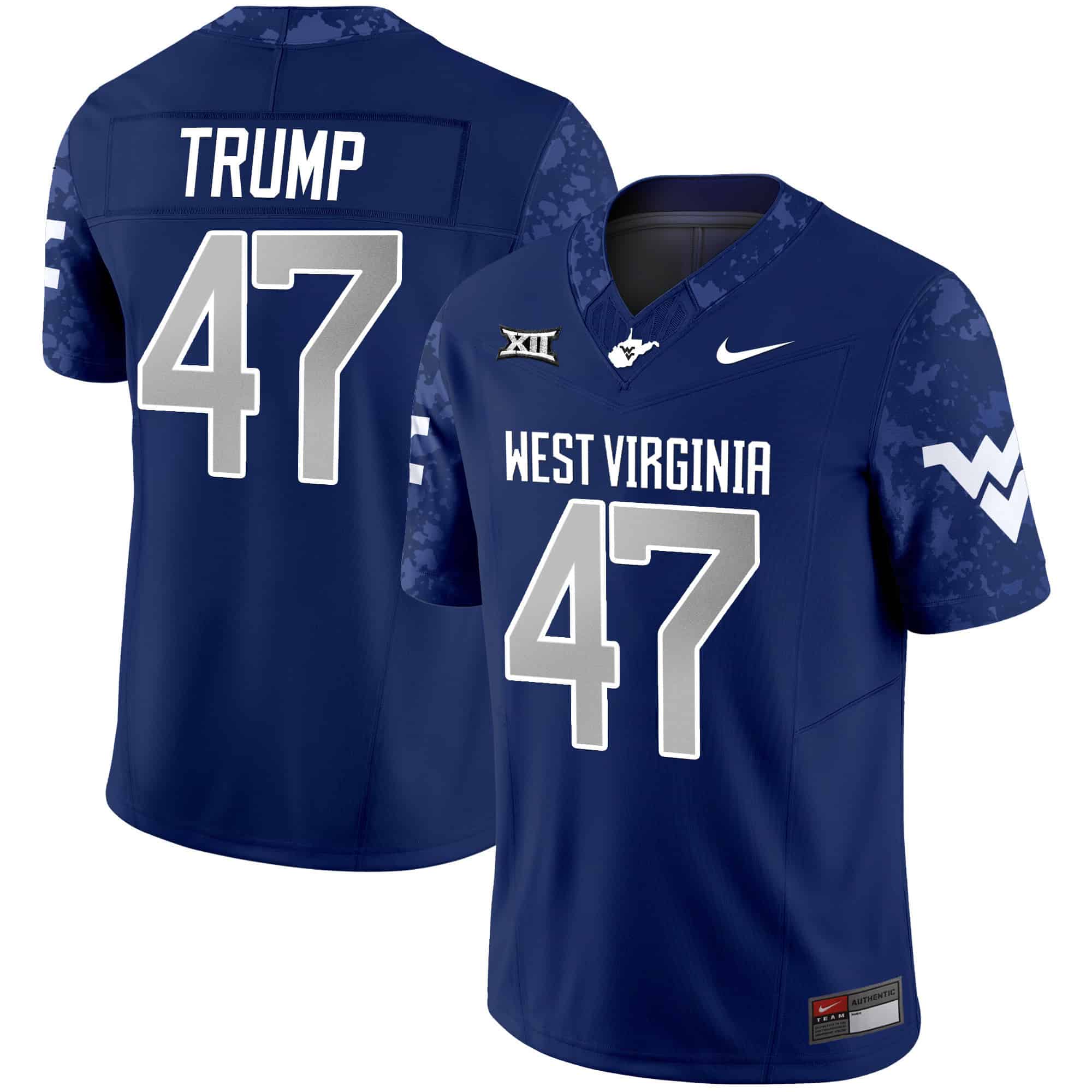 West Virginia Mountaineers 2024 Vapor Limited   Jersey V2 – All Stitched Navy #47 Donald Trump