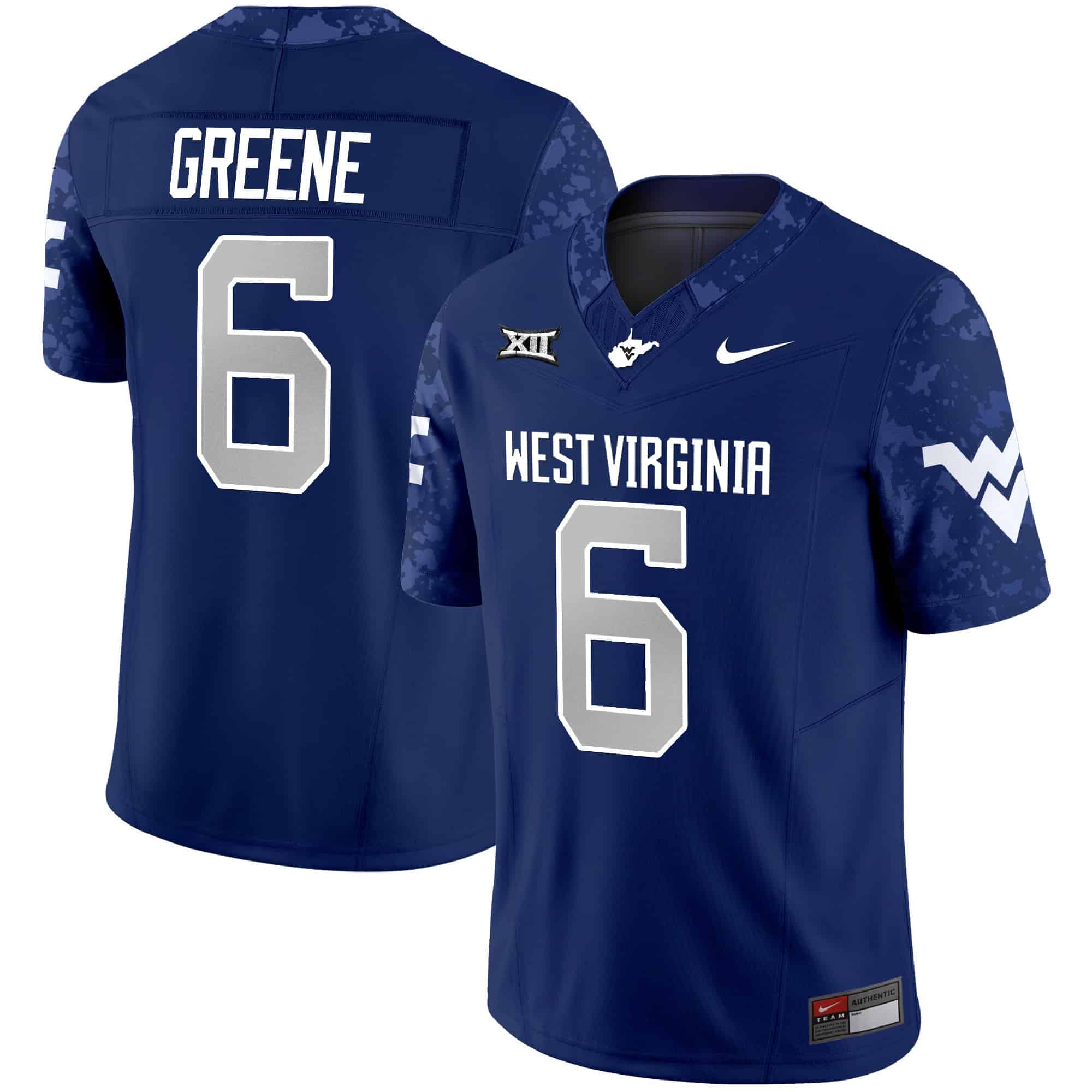 West Virginia Mountaineers 2024 Vapor Limited   Jersey V2 – All Stitched Navy #6 Garrett Greene