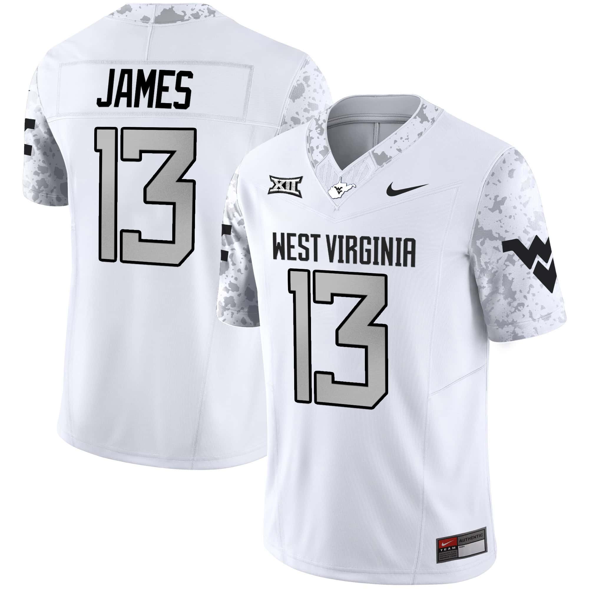West Virginia Mountaineers 2024 Vapor Limited  Jersey V2 – All Stitched White #13 Sam James