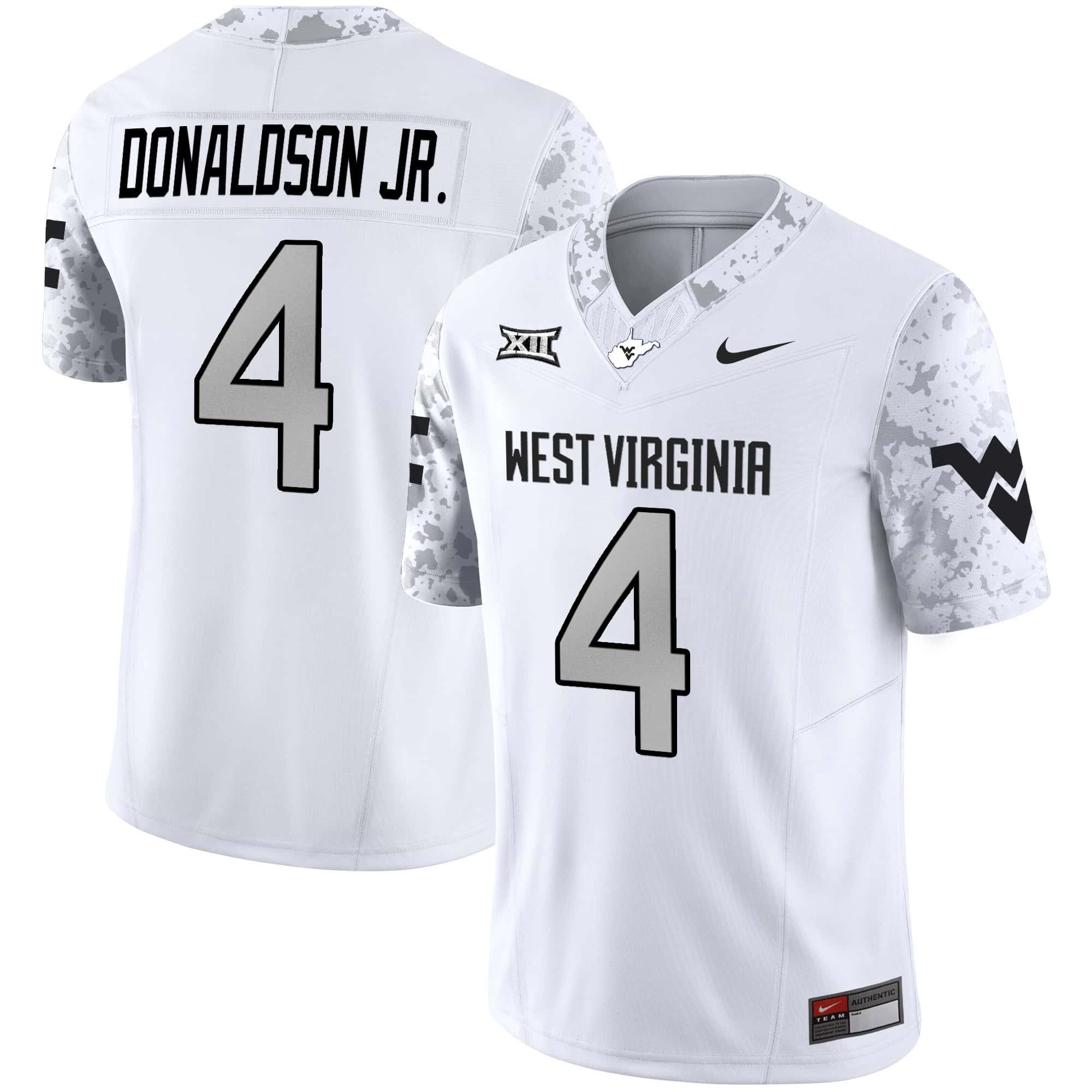 West Virginia Mountaineers 2024 Vapor Limited  Jersey V2 – All Stitched White #4 CJ Donaldson Jr.