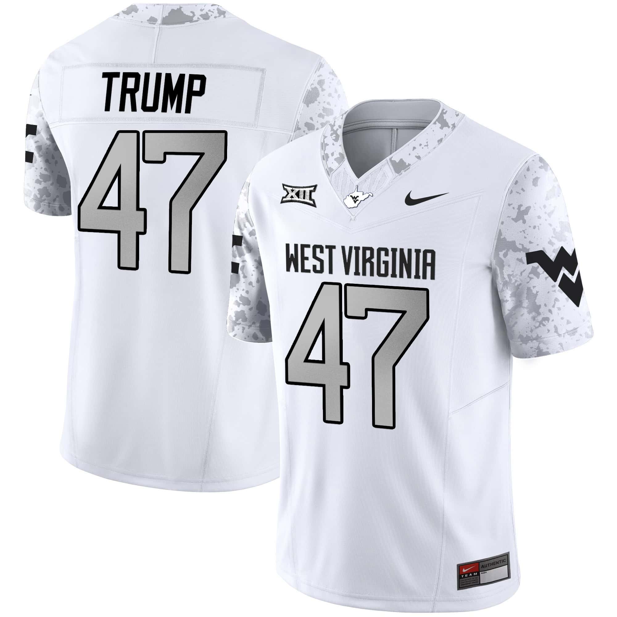 West Virginia Mountaineers 2024 Vapor Limited  Jersey V2 – All Stitched White #47 Donald Trump