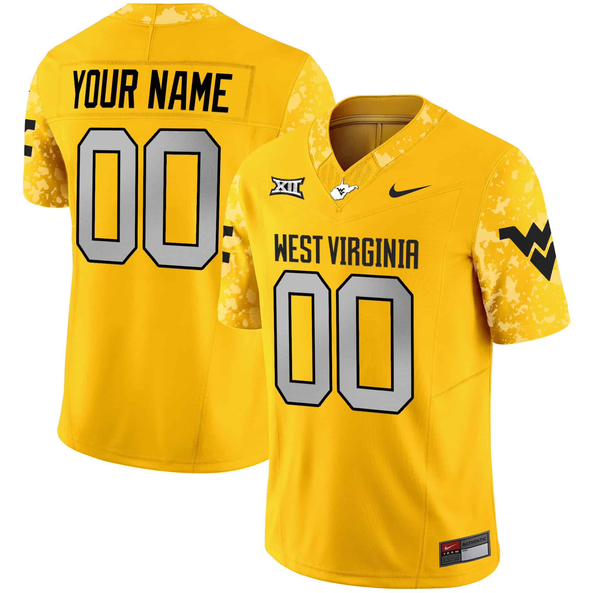 West Virginia Mountaineers 2024 Vapor Limited Custom Jersey V2 – All Stitched Gold