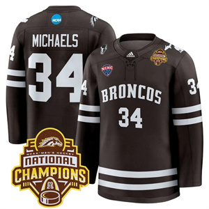 Western Michigan Broncos 2025 National Champions Patch Premium Custom Jersey - All Stitched  Owen Michaels 34