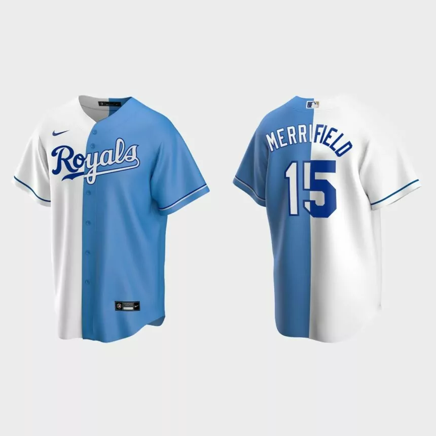Whit Merrifield Kansas City Royals Split Replica Jersey – White Light Blue