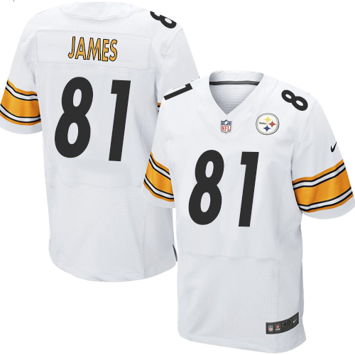 White Jesse James Men's Jersey - NFL Nike Pittsburgh Steelers #81 Elite Road Jerseys
