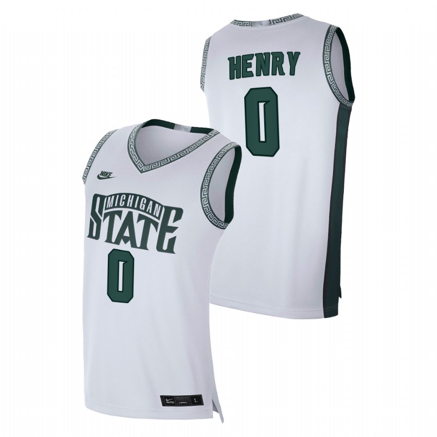 White Men's Jersey Michigan State Spartans Aaron Henry White College Basketball Limited Retro Jersey