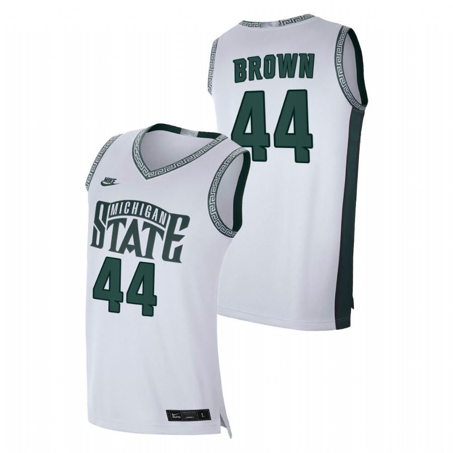 White Men's Jersey Michigan State Spartans Gabe Brown White College Basketball Limited Retro Jersey