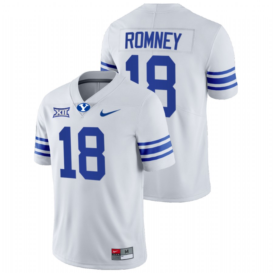 White Men BYU Cougars Gunner Romney College Football Big 12 Jersey