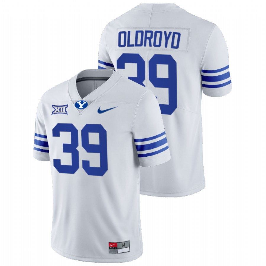 White Men BYU Cougars Jake Oldroyd College Football Big 12 Jersey