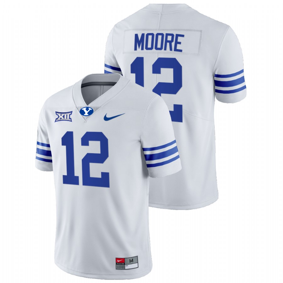 White Men BYU Cougars Malik Moore College Football Big 12 Jersey