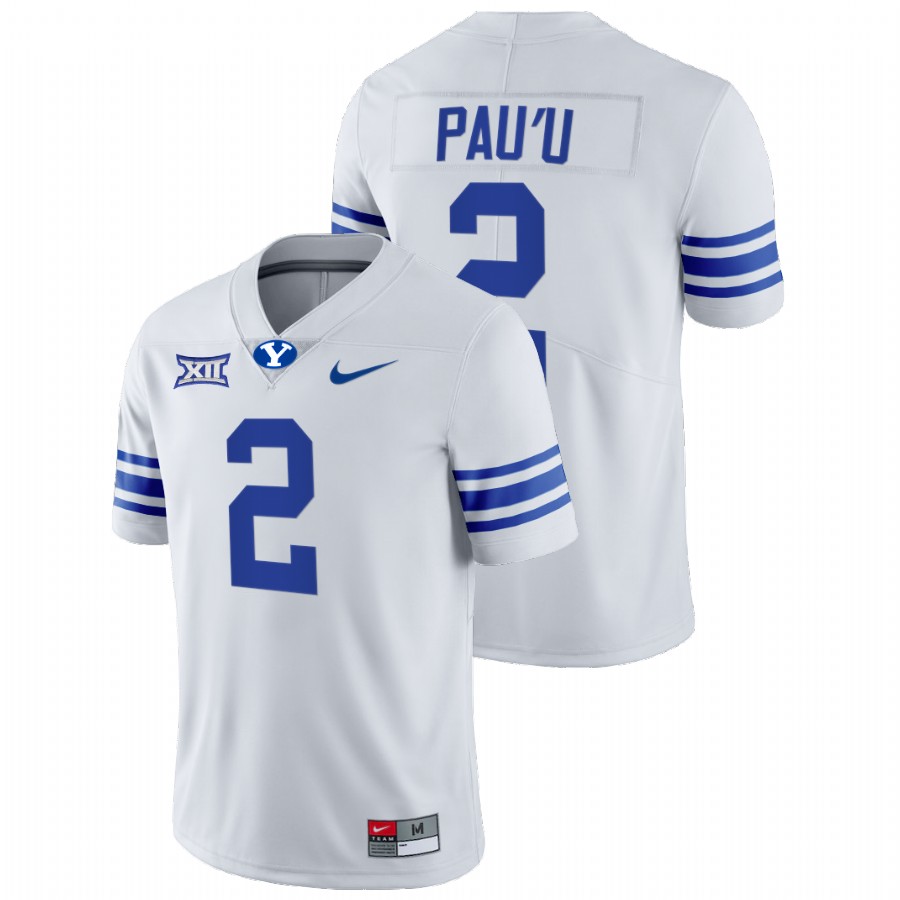 White Men BYU Cougars Neil Pau'u College Football Big 12 Jersey