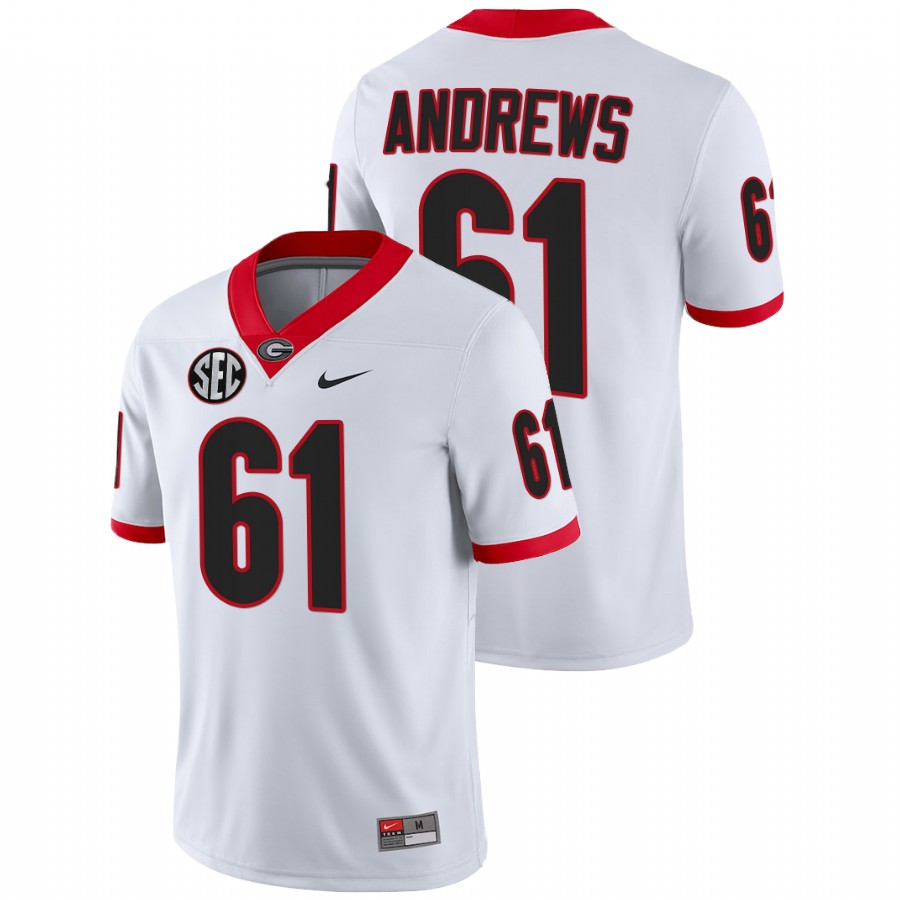 White Men Georgia Bulldogs David Andrews College Football NFL Alumni Jersey