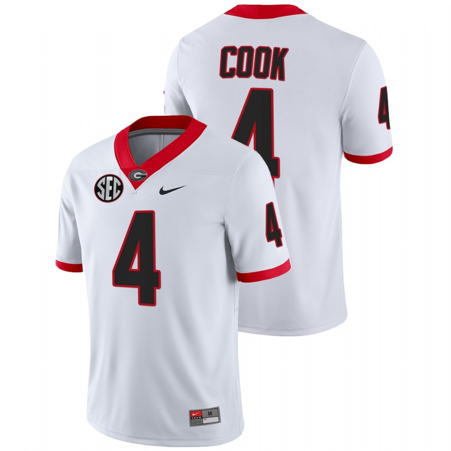 White Men Georgia Bulldogs James Cook College Football Game Jersey
