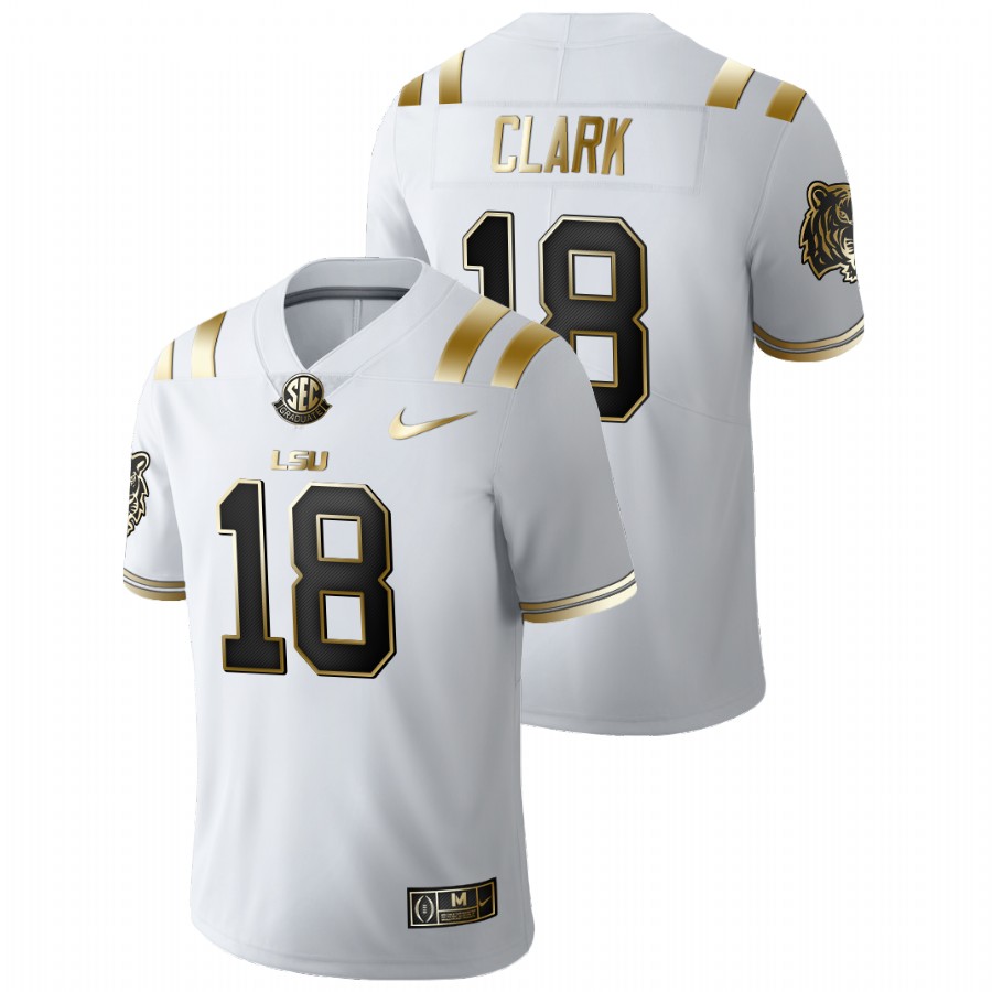 White Men LSU Tigers Damone Clark Golden Edition Limited Football Jersey