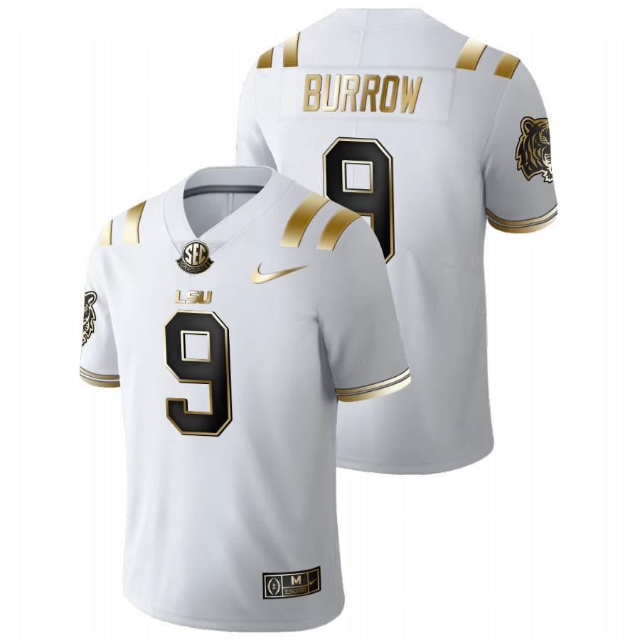 White Men LSU Tigers Joe Burrow Golden Edition Limited Football Jersey