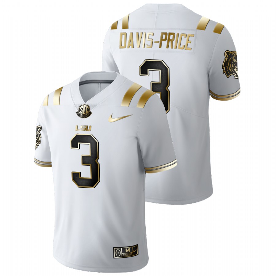 White Men LSU Tigers Tyrion Davis-Price Golden Edition Limited Football Jersey