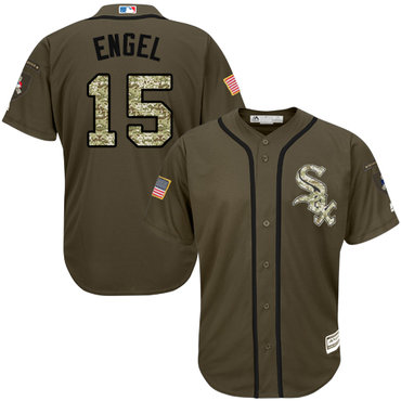 White Sox #15 Adam Engel Green Salute to Service Stitched Baseball Jerseys