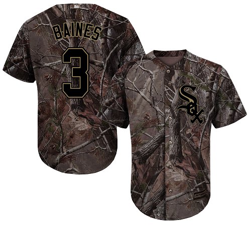 White Sox #3 Harold Baines Camo Realtree Collection Cool Base Stitched Baseball Jersey