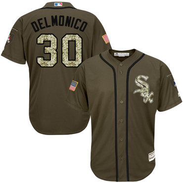 White Sox #30 Nicky Delmonico Green Salute to Service Stitched Baseball Jerseys