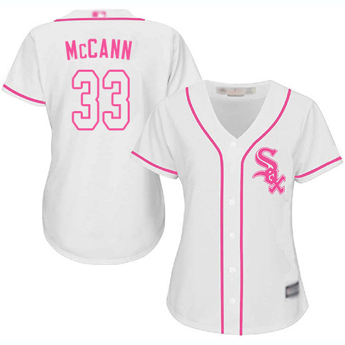 White Sox #33 James McCann White Pink Fashion Women's Stitched Baseball Jersey