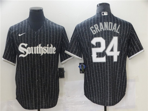 White Sox 24 Yasmani Grandal Black 2021 City Connect Cool Base Jersey