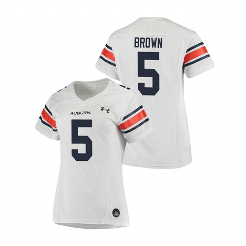 White Women's Auburn Tigers Derrick Brown Replica Football Jersey