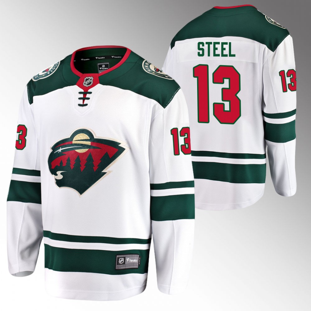 Wild #13 Sam Steel White Away Jersey