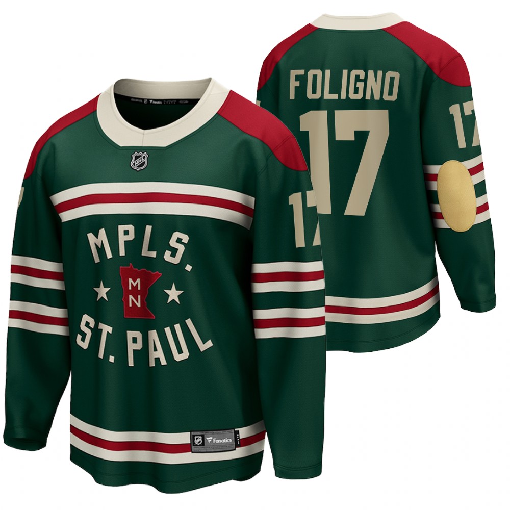 Wild #17 Marcus Foligno Green 2022 Winter Classic Jersey