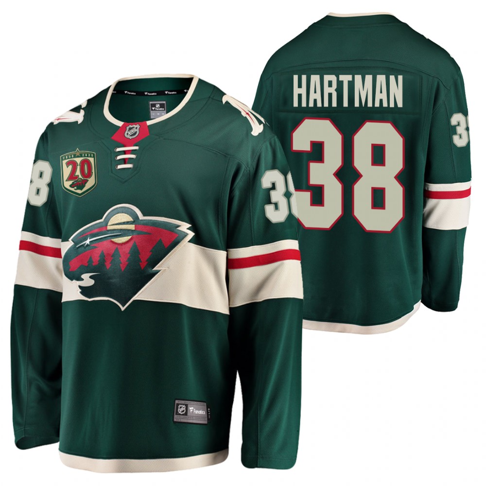 Wild #38 Ryan Hartman Green 2021 Home Jersey