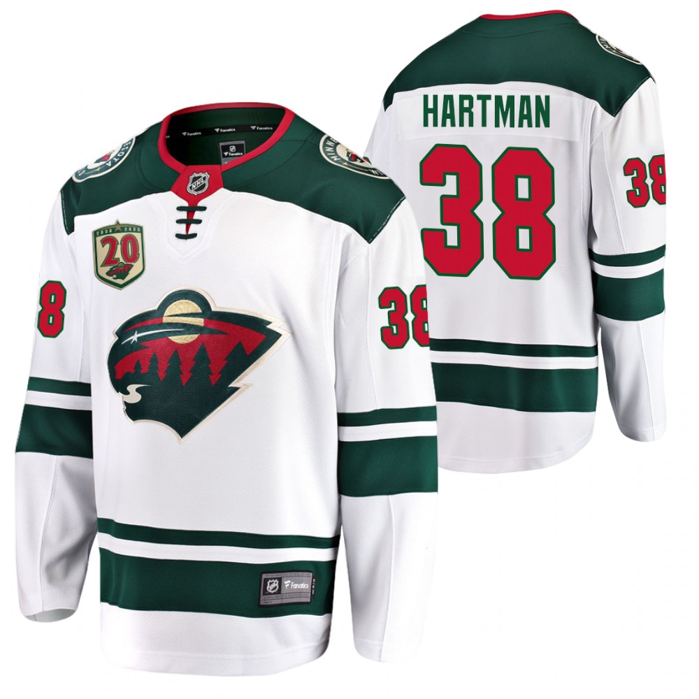 Wild #38 Ryan Hartman White 2021 Away Jersey