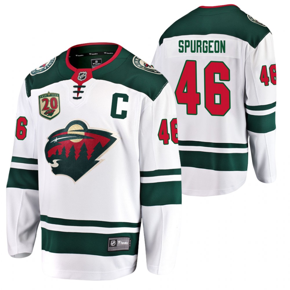 Wild #46 Jared Spurgeon White Away Jersey 25th Anniversary