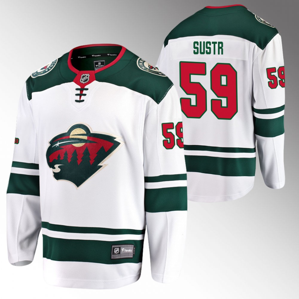 Wild #59 Andrej Sustr White Away Jersey