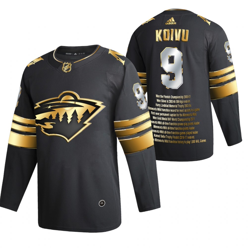 Wild #9 Mikko Koivu Career Awards Black Jersey Commemorative