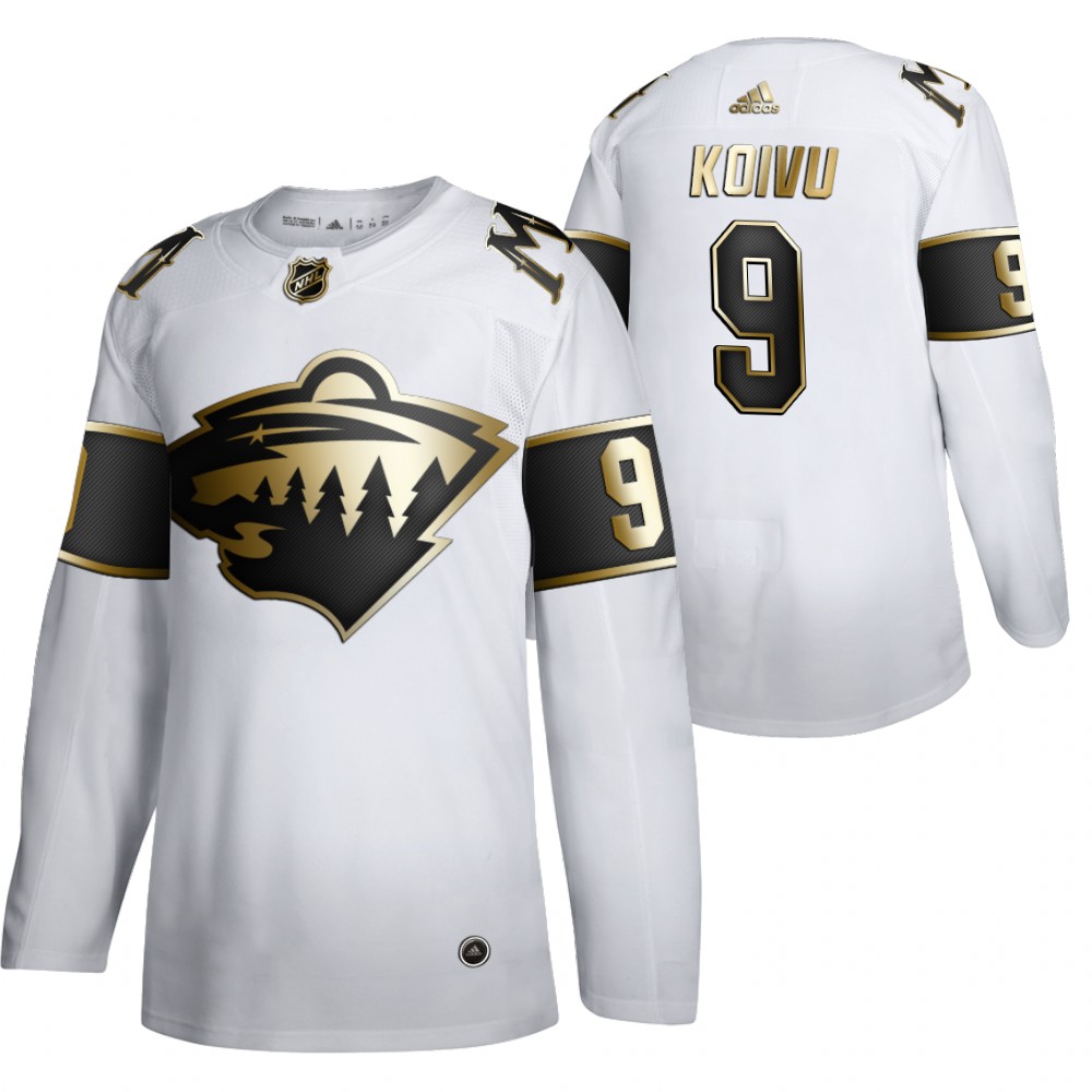 Wild #9 Mikko Koivu Retired Number Platinum Jersey Golden Authentic