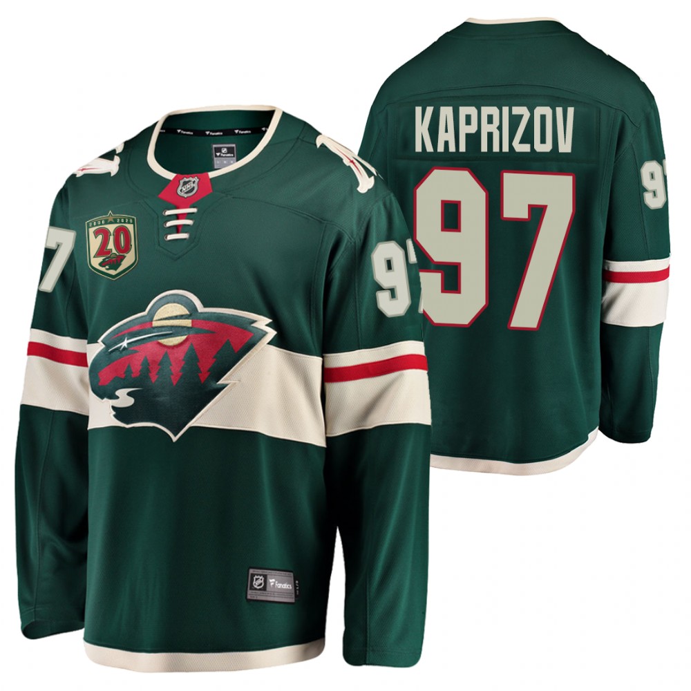 Wild #97 Kirill kaprizov Green 2020-21 20th Anniversary Jersey